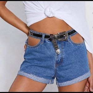 Denim Shorts Pocket Cut-Outs